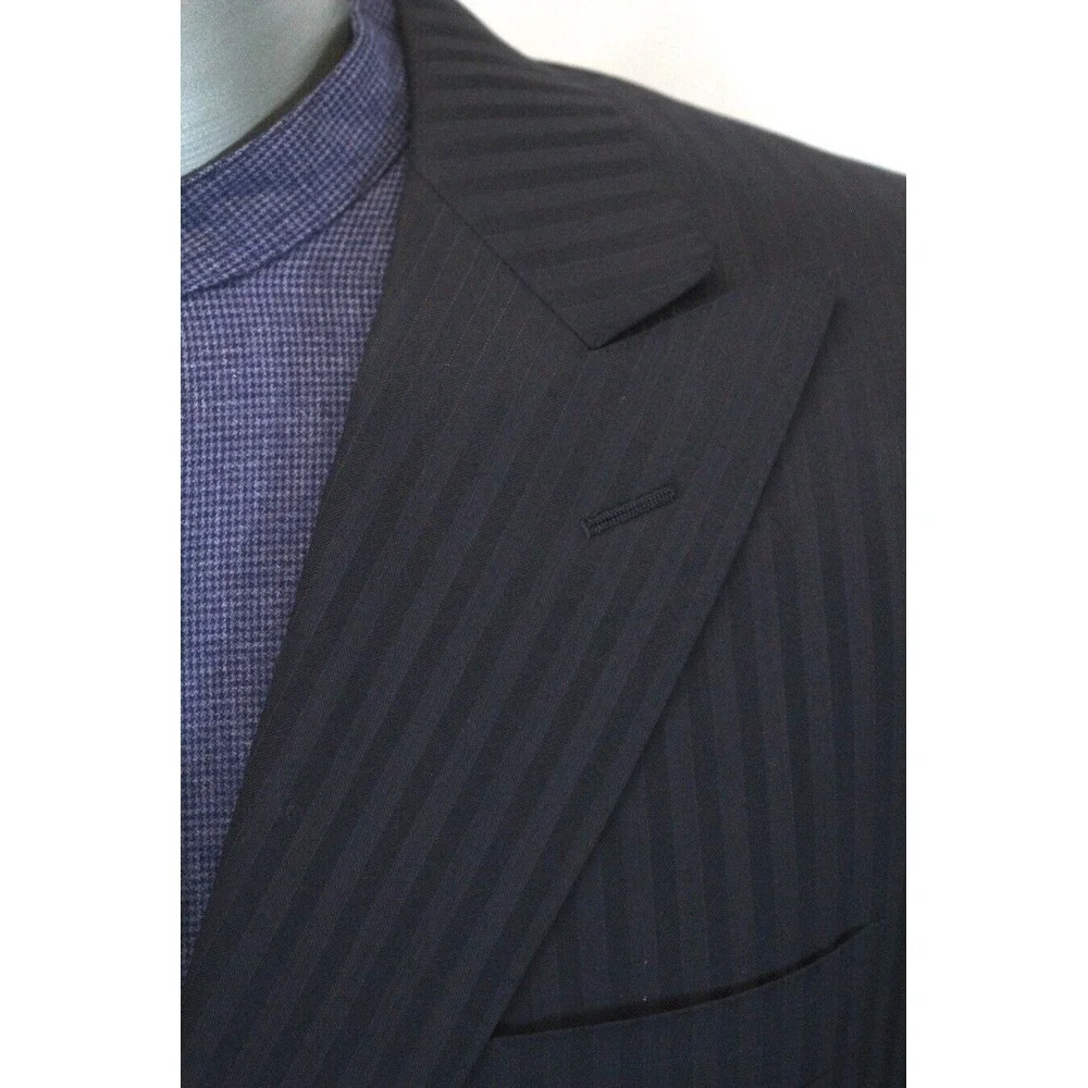 black stripe Ravazzolo peak‎ lapel blazer jacket sport suit coat italy 52 42 R